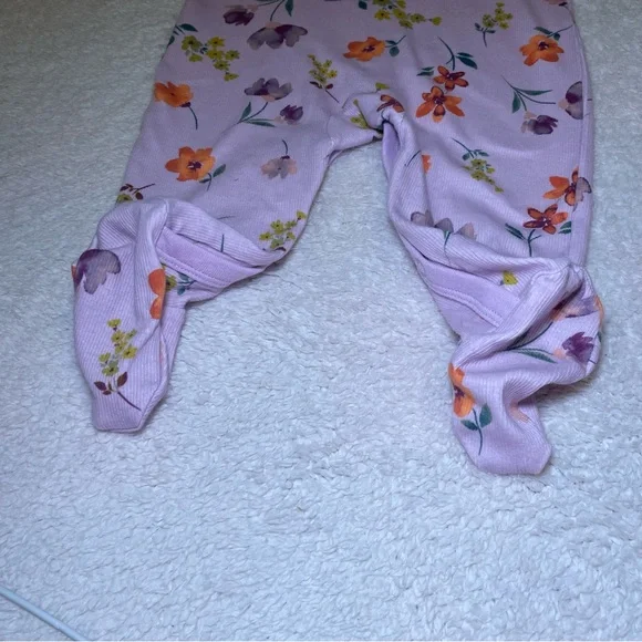 Carter's Lilac Floral Footed One-Piece Pajamas - Picture 6 of 9